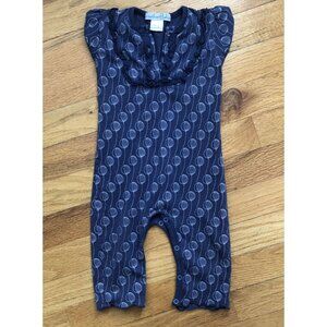 Feather Baby 6-9M Pant Romper Blue Pima Cotton